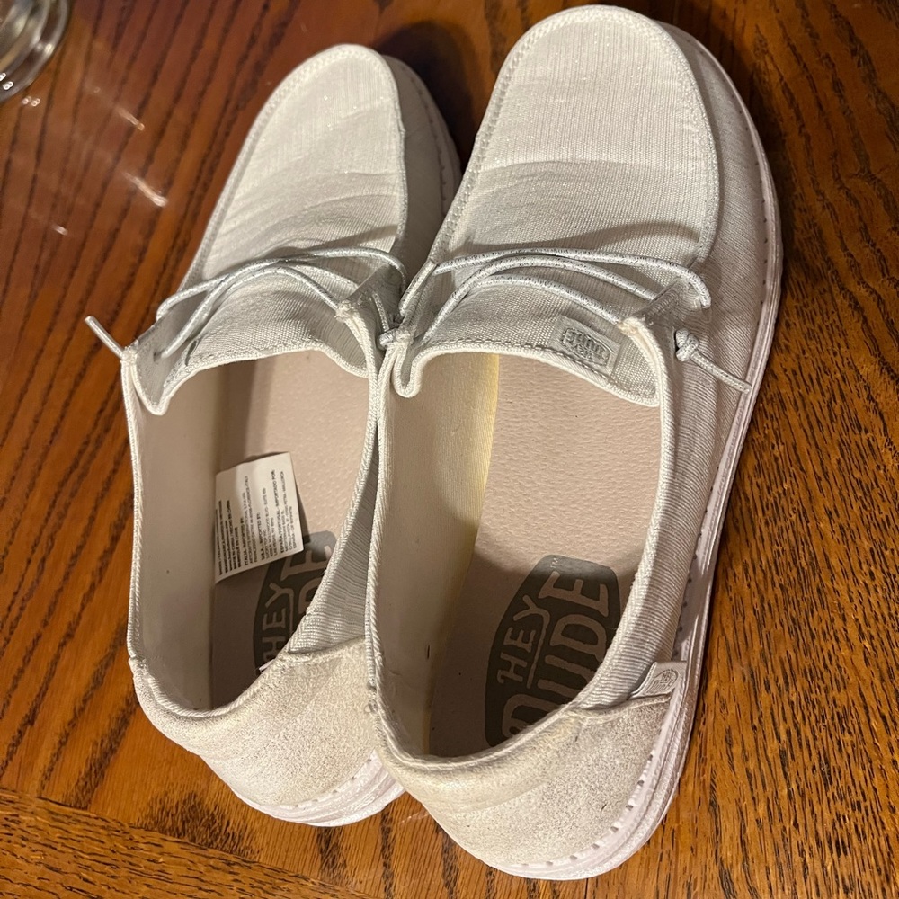 White Glitter Hey Dudes Gem